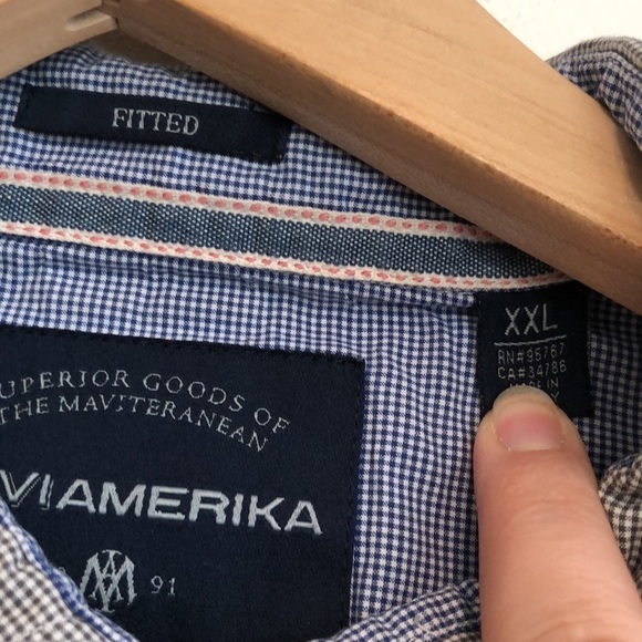 Maviamerika button down dress shirt men’s XXL Black and grey plaid pattern - Picture 7 of 7